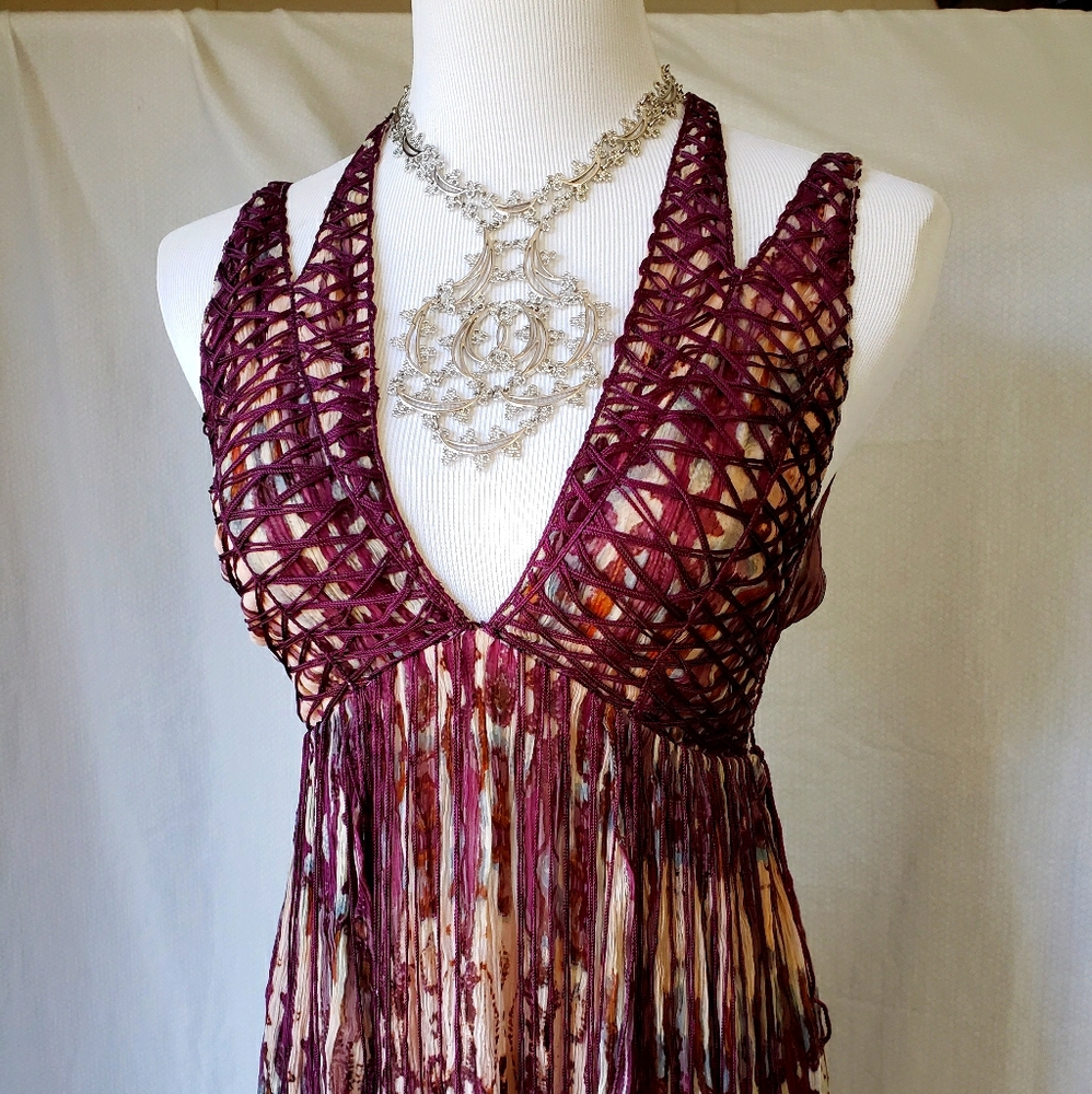 Free People sexy boho gauze tie dye maxi dress